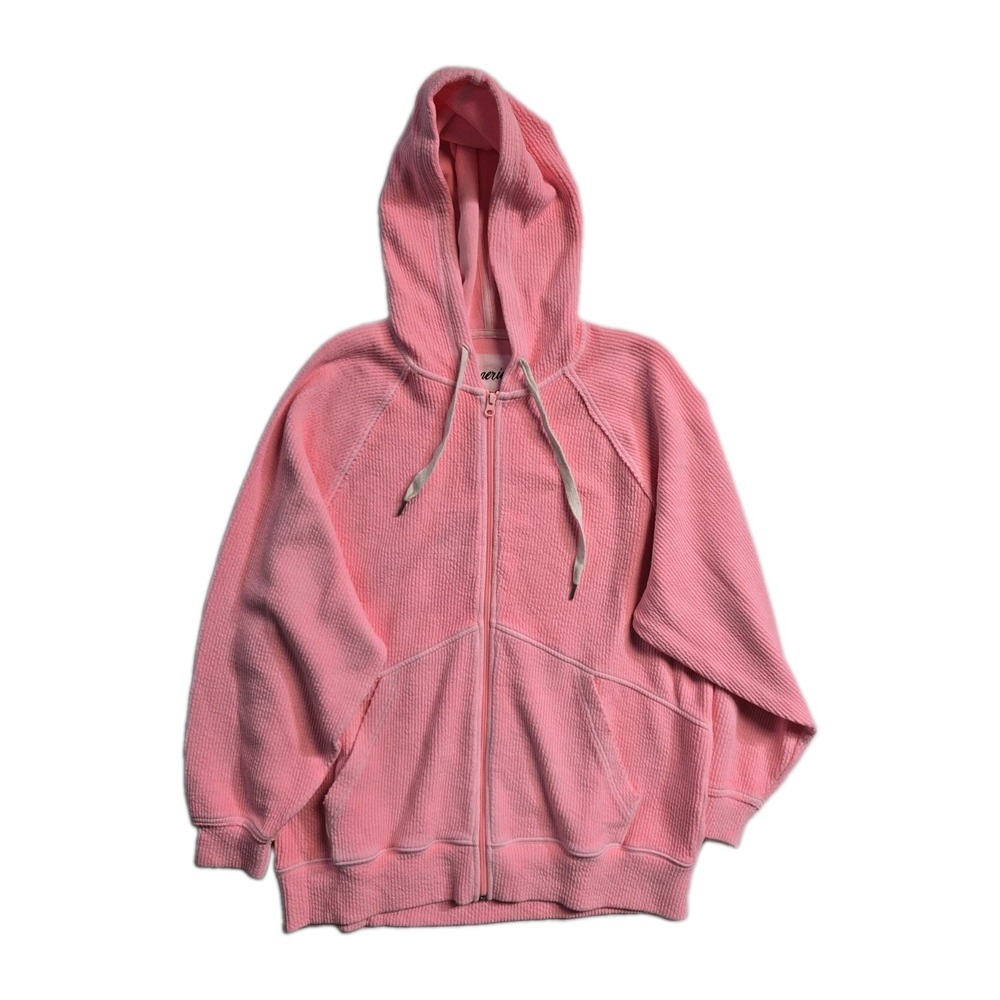 Aerie Women's  Oversized Hoodie M Pink Ribbed Cotton